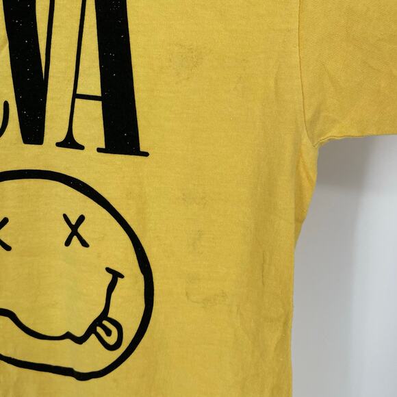Officially Licensed Nirvana Nevermind Smiley Grunge Tee Yellow XL - Picture 6 of 7